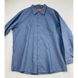 Cornerstone Mens Button Front Shirt Blue Gray Stri